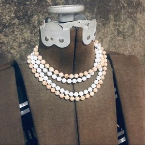 Vintage beaded necklaces marble stone 90s